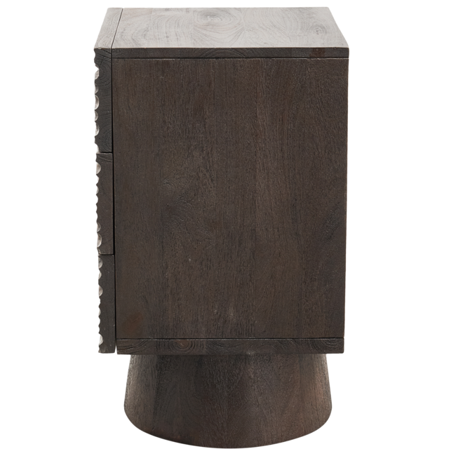 Woood CRUMBLE carved nachtkastje met lades mango hout walnoot