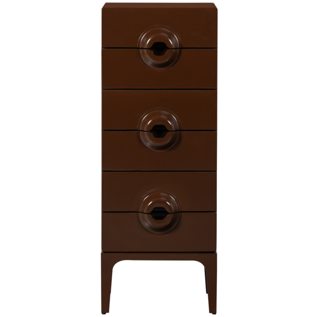 Woood MERGE ladekast 6 lades hout bruin/rood