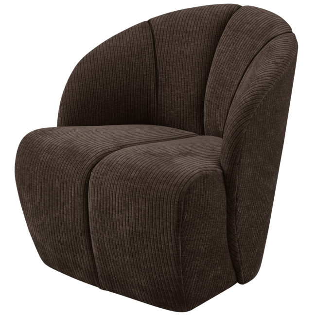 Woood MOJO draaifauteuil geweven ribstof bruin