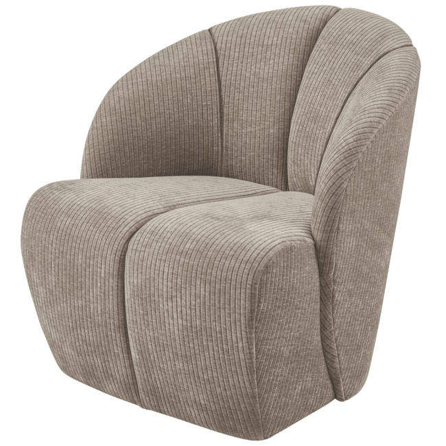 Woood MOJO draaifauteuil geweven ribstof donker zand