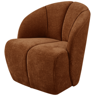 Woood MOJO draaifauteuil geweven ribstof roestbruin