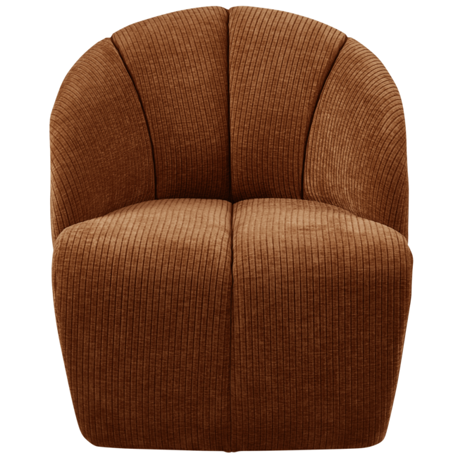Woood MOJO draaifauteuil geweven ribstof roestbruin