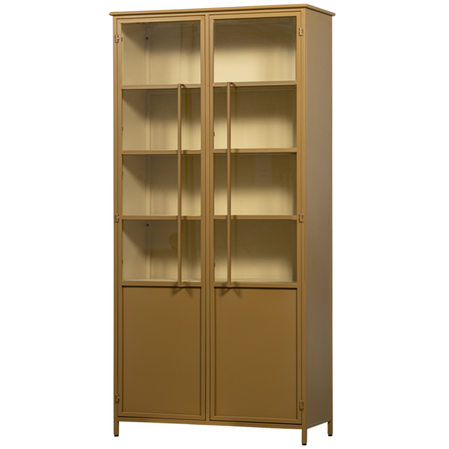 Woood EXHIBIT XL 2-deurs vitrinekast metaal honinggeel