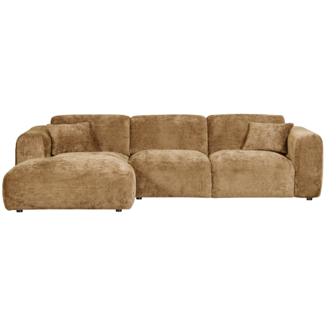 Woood CLOUD chaise longue links geweven chenille honinggeel