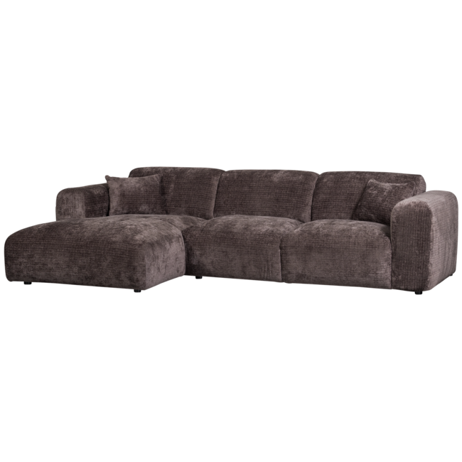 Woood CLOUD chaise longue links geweven chenille warm bruin