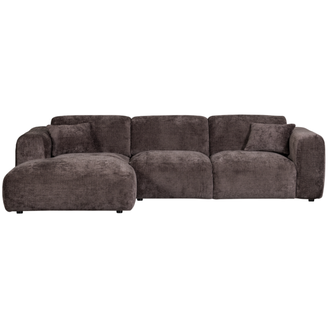 Woood CLOUD chaise longue links geweven chenille warm bruin