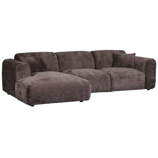 Woood CLOUD chaise longue links geweven chenille warm bruin