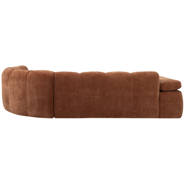 Woood MOJO hoekbank rechts geweven ribstof roestbruin
