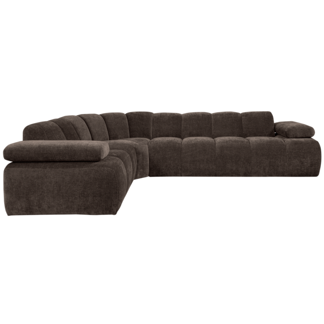 Woood MOJO hoekbank links geweven ribstof bruin