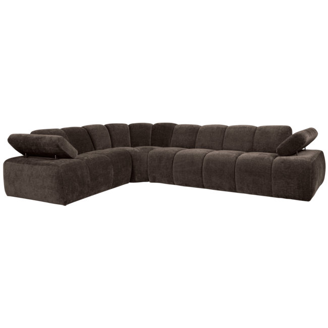 Woood MOJO hoekbank links geweven ribstof bruin