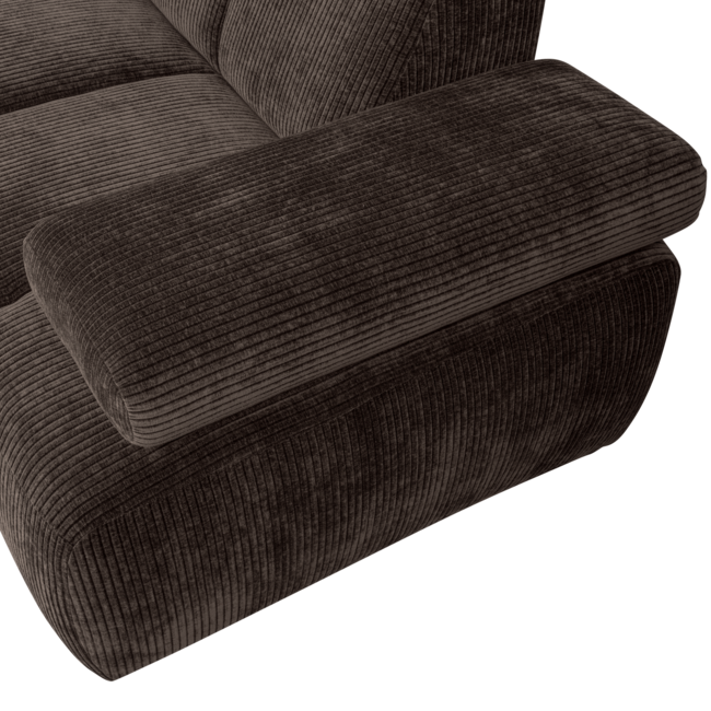 Woood MOJO hoekbank links geweven ribstof bruin