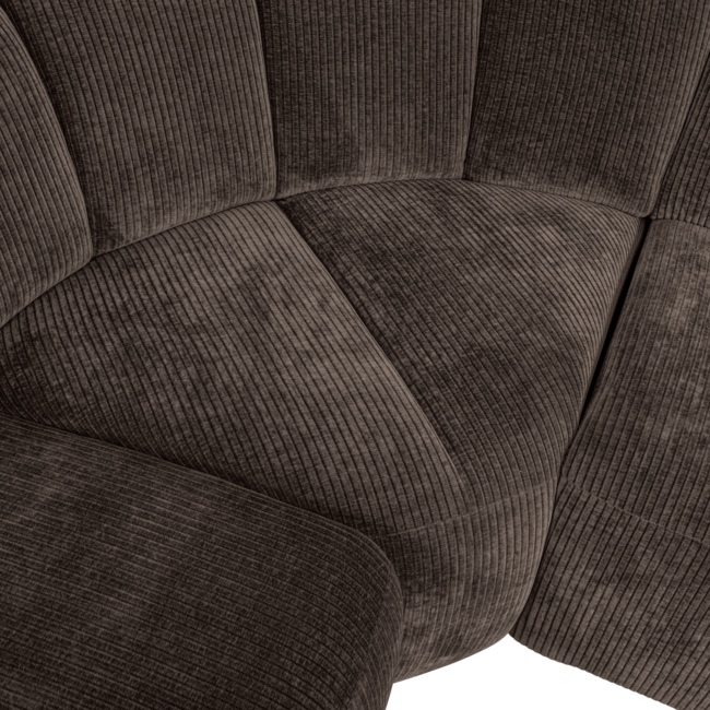 Woood MOJO hoekbank links geweven ribstof bruin