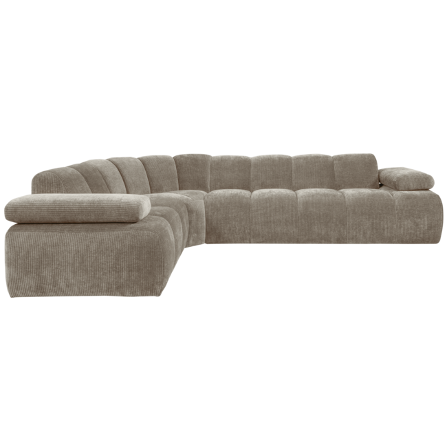 Woood MOJO hoekbank links geweven ribstof donker zand