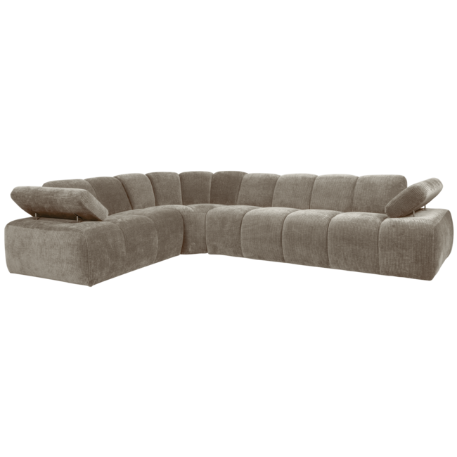 Woood MOJO hoekbank links geweven ribstof donker zand