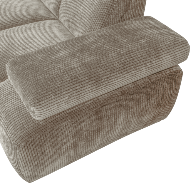 Woood MOJO hoekbank links geweven ribstof donker zand