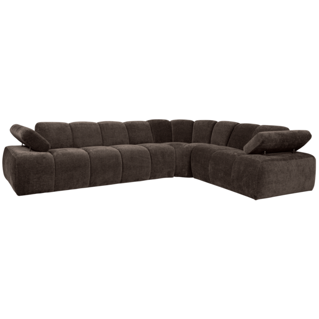 Woood MOJO hoekbank rechts geweven ribstof bruin