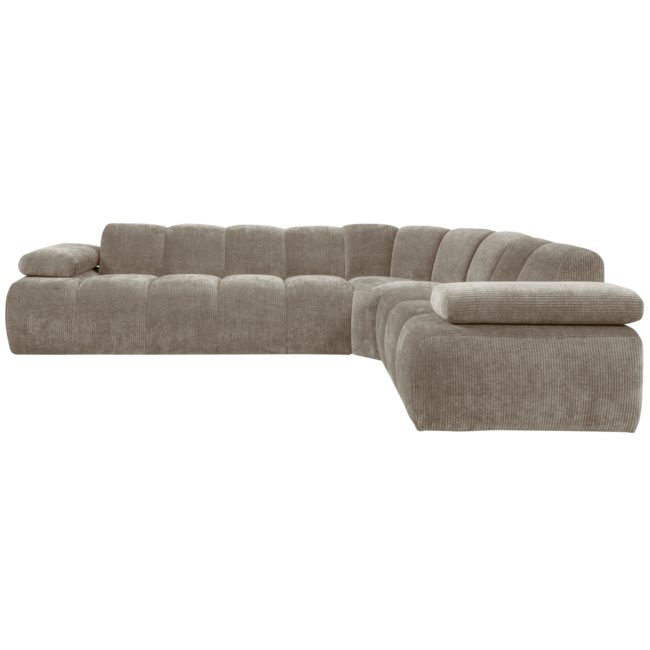 Woood MOJO hoekbank rechts geweven ribstof donker zand