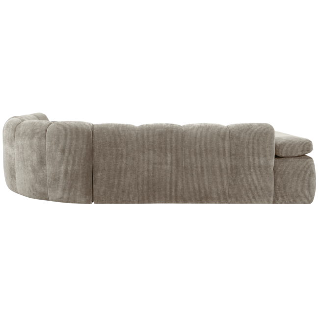 Woood MOJO hoekbank rechts geweven ribstof donker zand