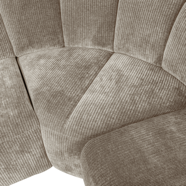 Woood MOJO hoekbank rechts geweven ribstof donker zand