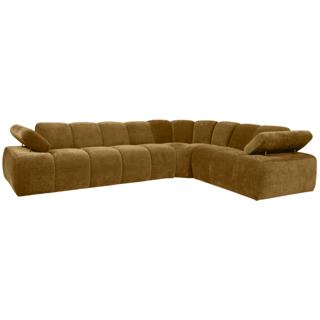 Woood MOJO hoekbank rechts geweven ribstof honinggeel