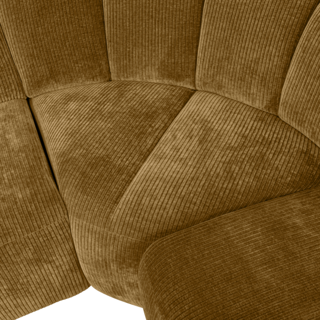 Woood MOJO hoekbank rechts geweven ribstof honinggeel