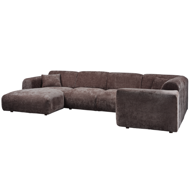 Woood CLOUD hoekbank rechts geweven chenille warm bruin