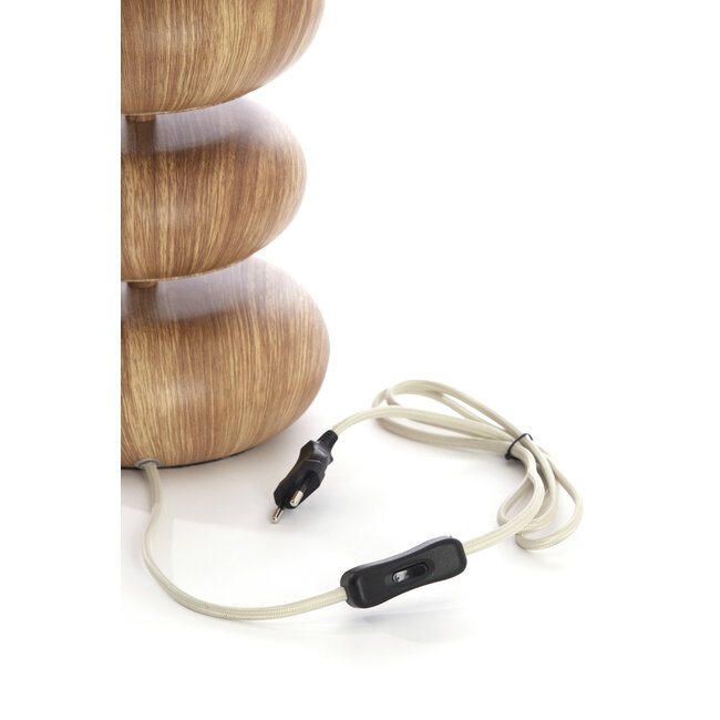 Light en Living Tafellamp Ø22x67,5 cm DANIALO hout print naturel+touw crème