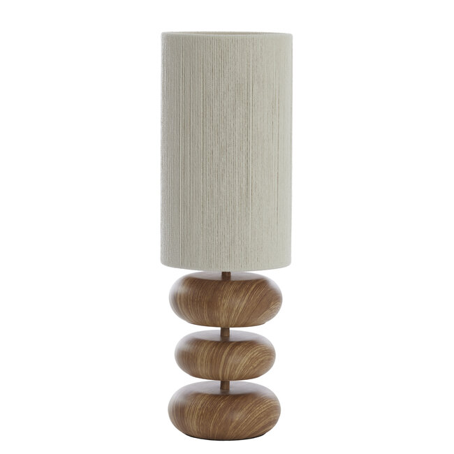 Light en Living Tafellamp Ø22x67,5 cm DANIALO hout print naturel+touw crème