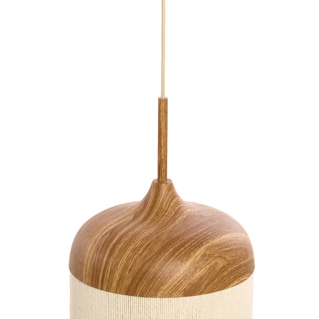 Light en Living Hanglamp Ø22x41,5 cm DANIA hout print naturel+touw crème