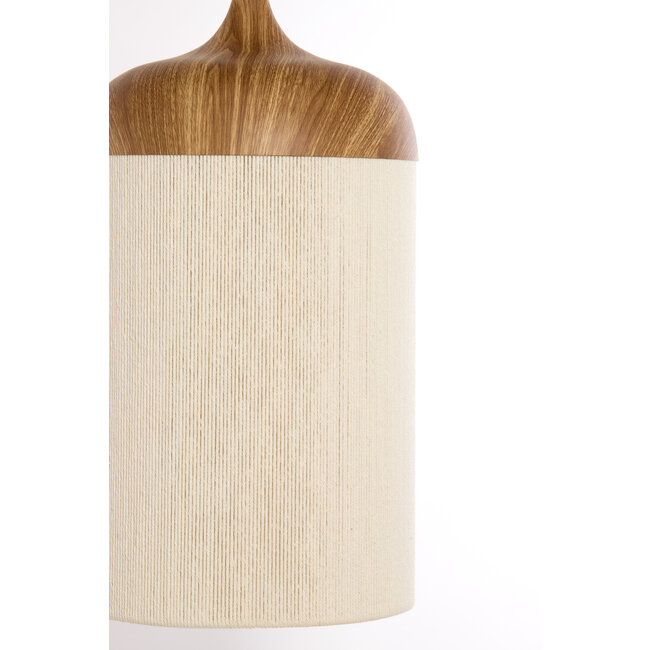 Light en Living Hanglamp Ø22x41,5 cm DANIA hout print naturel+touw crème
