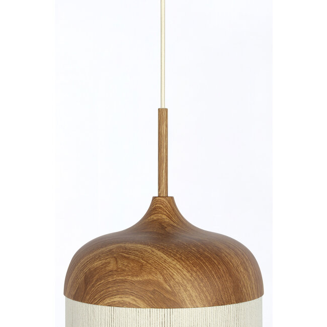 Light en Living Hanglamp Ø27,5x52 cm DANIA hout print naturel+touw crème