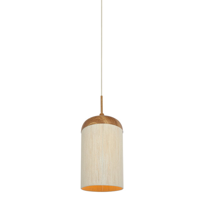 Light en Living Hanglamp Ø27,5x52 cm DANIA hout print naturel+touw crème
