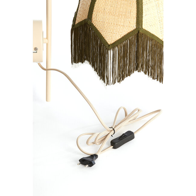 Light en Living Wandlamp 33x25x47 cm SULINA raffia naturel+groen