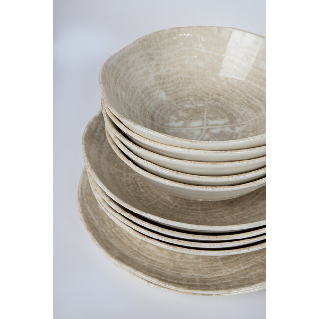 PTMD Diep bord Kaylaa Creme porselein rond 20 cm