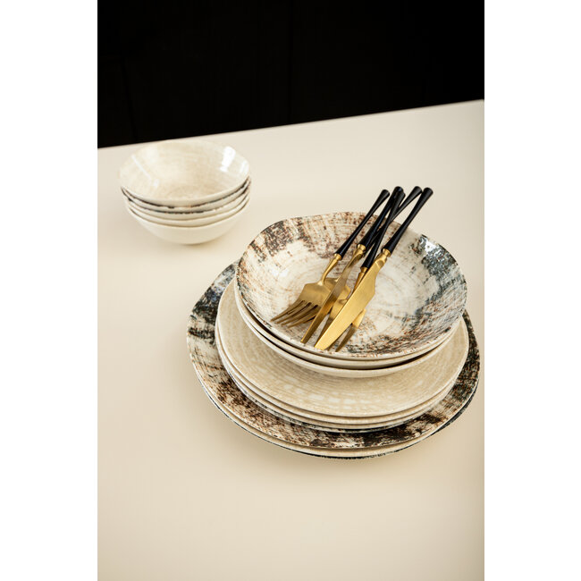 PTMD Dinerbord Kaylaa Blauw porselein rond L - 28 cm