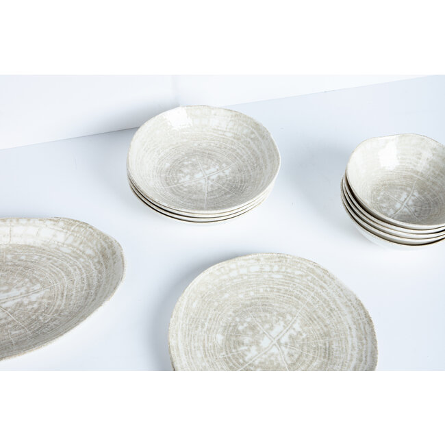 PTMD Dinerbord Kaylaa Creme porselein rond L - 28 cm