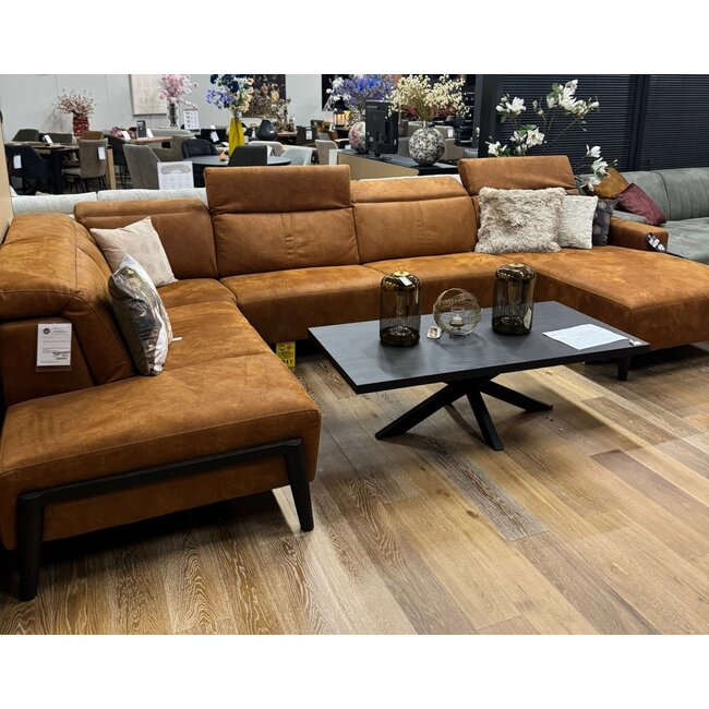 WoonMax Bank Armstrong - Cabrio Cognac - Ottomane - 3zits tussenelement - chaise longue - Showroommodel