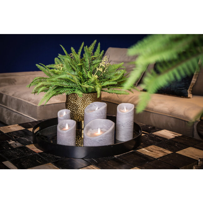 PTMD LED Licht Kaars suede grey met beweegbare vlam