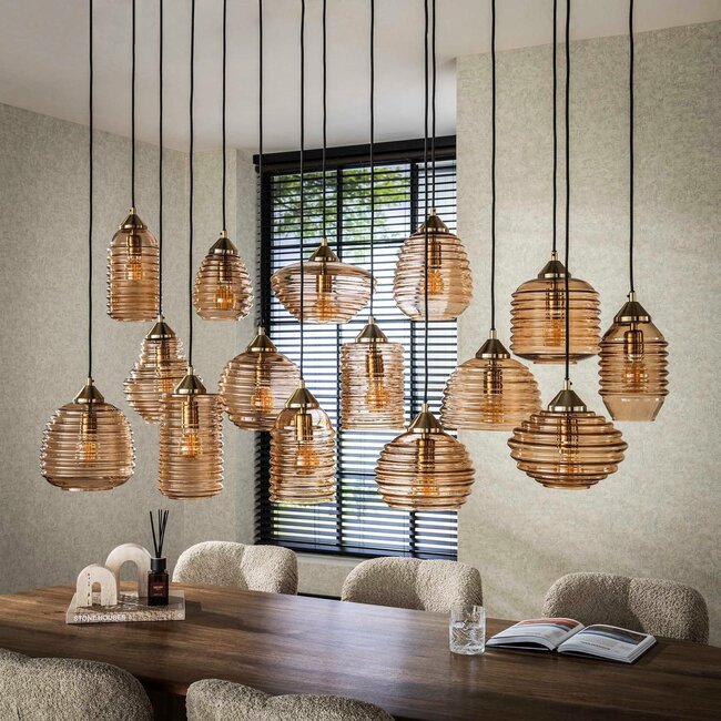 WoonStijl Hanglamp 5+5+5 rib glass