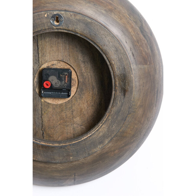 Light en Living Klok Ø56 cm VETI mango hout donker bruin+goud