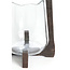 Light en Living Windlicht Ø21,5x35 cm ANOSY glas helder+hout mat d bruin