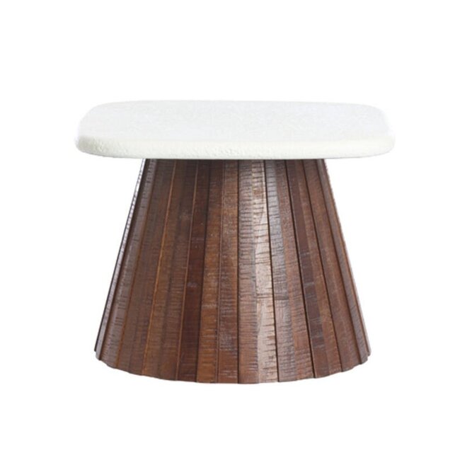 Light en Living Bijzettafel 45x45x35 cm OKATO crème+hout bruin