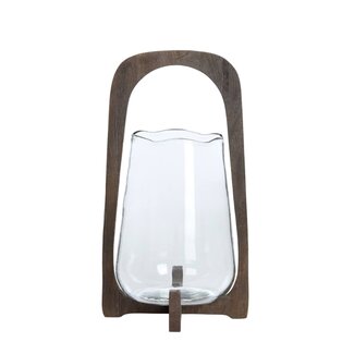 Light en Living Windlicht Ø26x48 cm ANOSY glas helder+hout mat donkerbruin