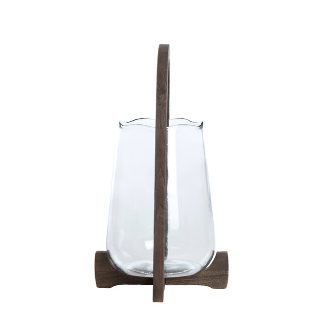 Light en Living Windlicht Ø26x48 cm ANOSY glas helder+hout mat donkerbruin