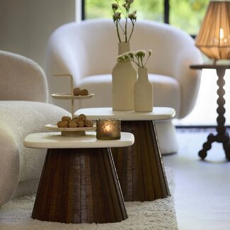 Light en Living Bijzettafel 45x45x40 cm OKATO crème+hout bruin