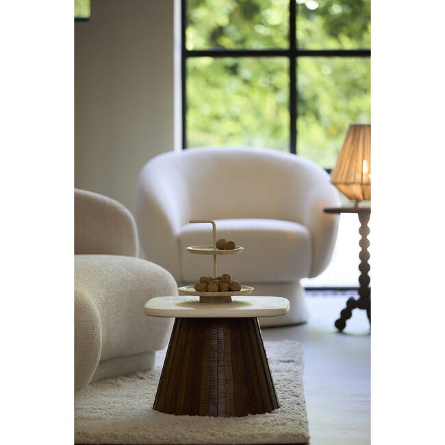 Light en Living Bijzettafel 45x45x35 cm OKATO crème+hout bruin