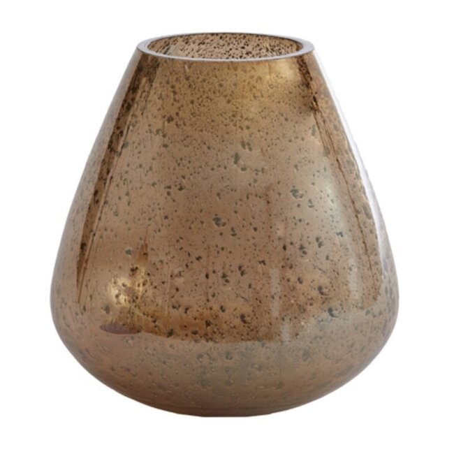 Light en Living Vaas Ø27x30 cm LATERZA glas steenslag amber