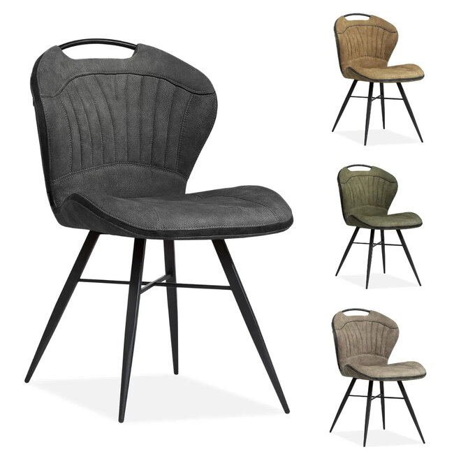 WoonMax Eettafelstoel Splash - cognac, lever, antraciet en mosgroen