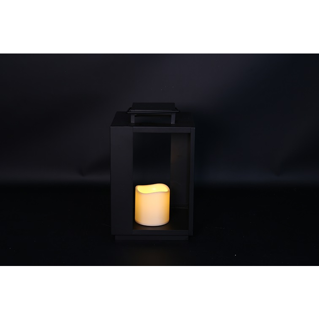 Countryfield Lantaarn met LED kaars Rennes zwart / wit outdoor S