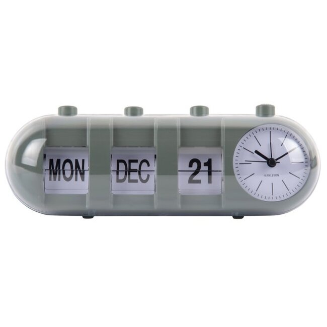 Karlsson Alarmklok Retro Tube Calender Flip jungle groen
